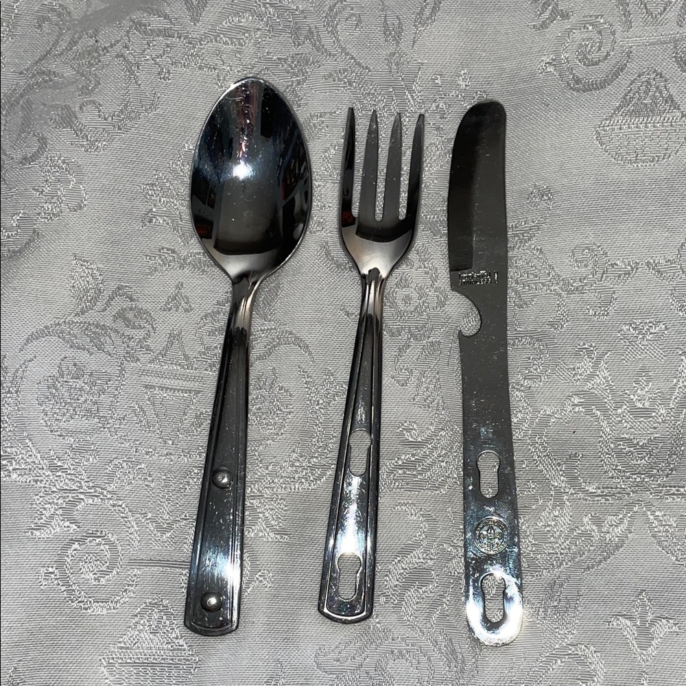 Vintage Traveling Stainless Steel Cutlery Set.